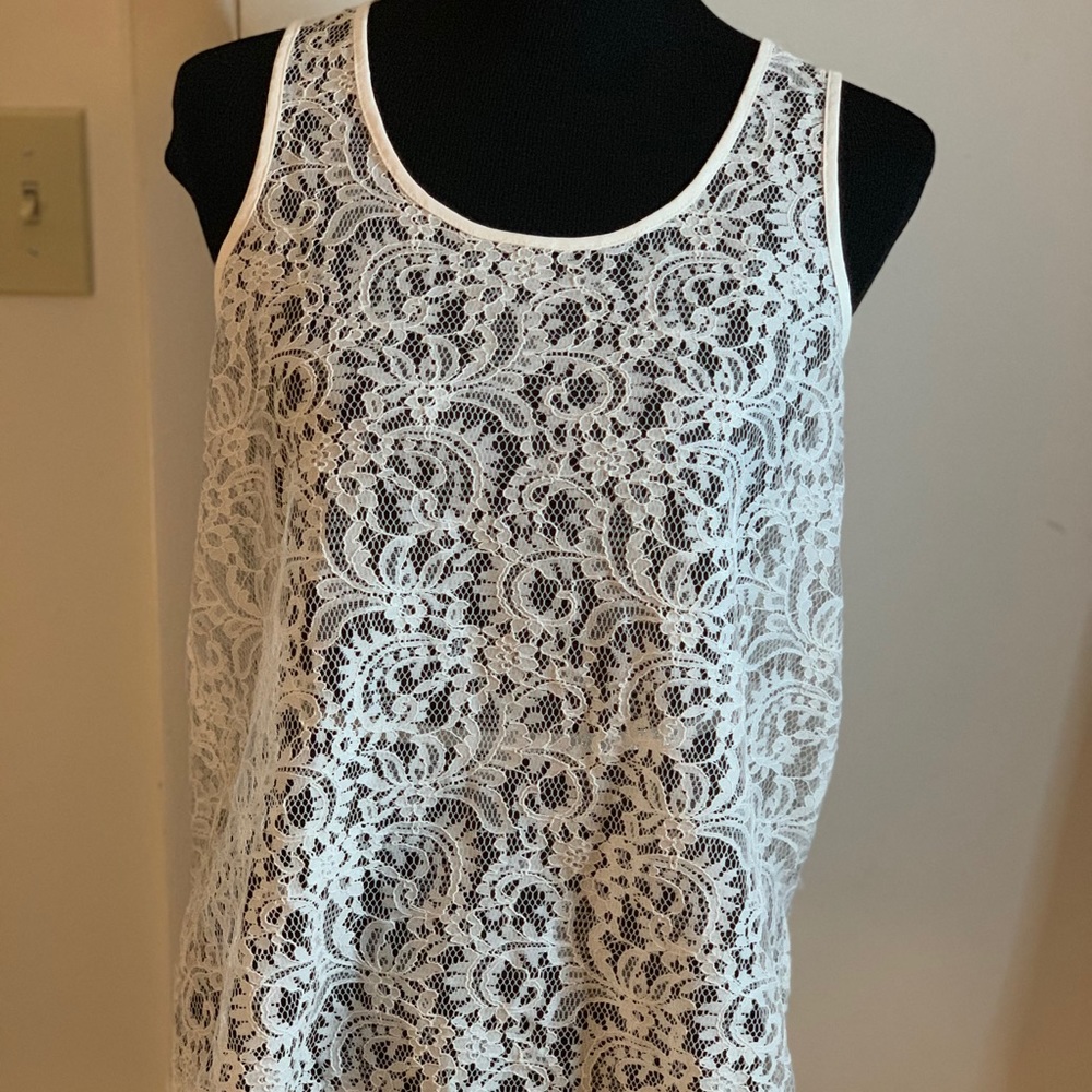 Express Womens White Lace Open Back Tank BNWOT